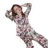 [Leopardo] Pijama de Primavera y Otoño 2025 para Mujer de Seda Helada Seda Fina Manga Larga Solapa Ropa de Casa Talla Grande Conjunto de Dos Piezas