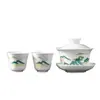 Tigela com Tampa Sancai de Alto Padrão Estilo Chinês em Porcelana Branca Alta de Dehua, Adequada para Sala de Chá Doméstica, Xícara de Chá Individual com Logo