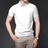 Verano Hielo Seda Urbana Negocios Cuello Solapa POLO Hombre Color Sólido Camiseta Sencilla Ropa de Papá Camisa de Aire Acondicionado LOGOTIPO