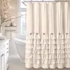 Cortina de ducha de encaje de siete capas de color sólido con diseño de hoja de loto transfronteriza, cortina divisoria impermeable y a prueba de moho para baño, cortina de ventana, no requiere perforación