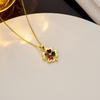 Diseño de nicho de moda de alta gama lujo ligero todo combinado acero titanio corazón flor lazo diamante colgante cadena collar