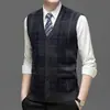 Colete Cardigan de Tricô para Meia-Idade e Idosos Colete Quente Roupa de Pai Suéter Solto Tamanho Grande Jaqueta sem Mangas Homem Recrutamento Distribuição Atacado