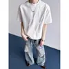 Camiseta Plissada de Manga Curta para Homens, Roupa de Verão de Alta Qualidade com Caimento Solto, Camiseta Pesada da Moda Estilo Americano
