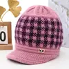 Gorro de invierno para mujeres de mediana edad y mayores, estilo abuela, de piel de conejo y forro polar, gorro de punto engrosado y cálido para personas mayores
