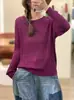 Suéter Pulóver de Punto Trenzado Tencel Cuello Redondo Nuevo Otoño/Invierno 2026, Top de Punto Holgado de Manga Larga de Color Sólido para Mujer