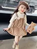 Nuevo Traje de Vestido de Manga Larga de Princesa a la Moda para Niñas de Primavera y Otoño Falda de Otoño a la Moda para Bebé Niña Tendencia