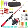 Conjunto de vara de pesca mini infantil com cabo reto transfronteiriço, vara de pesca para mar, vara de arremesso, carretilha de pesca, vara para iscas, combinação de bolsa, conjunto de equipamento de pesca para iniciantes