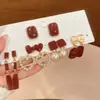 Conjunto de Dez Brincos Pingente Flor de Pérola Agulha de Prata e Diamante, Brincos Modernos e Versáteis, Brincos Retro de Luxo Leve para Mulheres