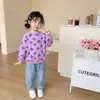 Sudadera con Estampado Integral de Corazones para Niñas Ropa de Otoño para Bebés y Niños Pequeños Estilo Coreano Linda Novedad de Otoño Manga Larga Versátil Superior de Moda
