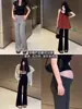 Pantalones largos de maternidad microacampanados para mujer, que no aprietan la barriga, nuevo modelo de verano 2026, ajustables, leggings sin soporte para usar sobre otras prendas