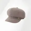 Sombrero de moda coreano para mujer de otoño e invierno, circunferencia de cabeza grande, adelgazante de cara, gorra de pico de pato, boina retro británica de rayas finas