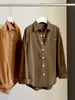 Camisa de algodón lavada vintage estilo coreano con cuello polo de manga larga para mujer, nueva de otoño, corte holgado, versátil, casual, tipo chaqueta, top