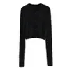 Chaqueta Cardigan Corta de Punto con Pelo Sintético de Visón Dulce y Picante Nuevo Estilo Otoño e Invierno 2025 Suelta y Elegante Versátil Suéter Top