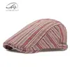 Boina Minimalista Retro de Rayas Estilo Japonés para Mujer, Gorra con Visera Retro Británica para Hombre, Gorro Artístico de Pintor Juvenil