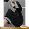 Camisa Polo Patchwork Estilo Americano Falsa Duas Peças Manga Curta para Homens, Verão Solta Casual Meia Manga Marca da Moda Toque de Luxo Camiseta com Gola Lapela