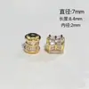 Zircônia folheada a ouro 18K que preserva a cor, com furo grande em prata grossa, contas soltas, espaçadores, peças espaçadoras, cristal, acessórios para montagem de pulseiras DIY feitos à mão