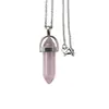 Corrente Pendente de Cristal Transfronteiriça Coluna Hexagonal Colorida Colar Pingente Hexagonal Bala Joias Pendente de Pedra para Meditação