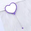 Espejo de Maquillaje de Mano con Forma de Corazón DIY Espejo con Perlas Portátil Espejo de Maquillaje de un Solo Lado Espejo de Maquillaje de Corazón de Plástico Venta al por Mayor