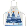 Delantal de regalo de Navidad, delantal festivo con estampado patchwork de Santa Claus y muñeco de nieve, delantal casero a prueba de aceite