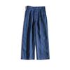 Ropa de Trabajo Estilo Japonés Simple Suministrada por el Cliente Lino Puro Semi-Elástico Cintura Alta Estilo Bosque Literario Cómodo Holgado Casual Pantalones de Lino Pierna Ancha