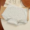 Cueca Boxer 10A Algodão Puro Estampa Floral Creme com Gancho Estendido para Mulheres, Shorts Antibacterianos 100% Algodão para Meninas