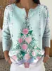 Sudadera de Punto con Cuello en V, Botones y Mangas Largas, Estilo Nuevo Transfronterizo, Otoño e Invierno, Suéter con Estampado de Moda Personalizado para Mujer