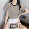 Camiseta de Mujer Manga Corta Rayas 2024 Ropa Nueva de Primavera y Verano Suelta Diseño Nicho Talla Grande Ropa Moda Europea