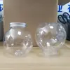 Taza redonda esférica de 500 ml para té de leche, desechable, transparente, plástico PET, botella para bebidas, taza medusa con tapa