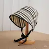 Chapéu de Balde de Aba Larga de Verão para Mulheres Listras Texturizadas Afina o Rosto Versátil Proteção Solar com Cobertura Facial Chapéu de Balde Chapéu de Pescador