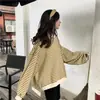 Sudadera Retro Americana con Rayas en Contraste para Mujer Primavera y Otoño 2025 Nuevo Estilo Preppy Estilo Coreano Versátil Top Holgado para Estudiante