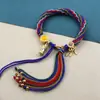 Cuerda de Mano de Xizang Cuerda de Algodón para Frotar la Mano Cuerda de Mano de Colores Pulsera de Estilo Étnico Tejida a Mano Adorno de Xizang Pulsera de Thangka