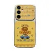 Capa de urso xadrez de pele de cordeiro galvanizada adequada para Samsung S26, S24 Ultra, S25 com janela de visualização grande e proteção anti-queda
