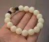 Atacado Jade Branco Bodhi Pele Velha Semente de Lótus Bodhi Contas Redondas de 12mm Pulseira de Círculo Único Contas Simples de Círculo Liso