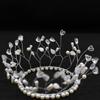 Tocado de princesa con borlas de algas marinas para novia, corona de cuentas, corona de amor de perlas, adornos florales para pastel, venta al por mayor