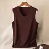 Chaleco Térmico Sin Costuras de Cuello Redondo para Hombre Invierno Sin Mangas Ajustado Grueso Capa Base Superior DeRong Ropa Interior Generadora de Calor DeRong