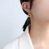 Marka europeu e americano ins cool estilo personalizado cadeia design brincos de borla titânio aço 18K ouro orelha tachas corrente joias