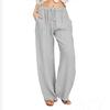 2022 Amazon Ebay Aliexpress Wish Pantalones Casuales de Lino Sueltos de Pierna Ancha para Mujer de Talla Grande Europea y Americana
