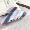 Nuevo Pasador de Pelo Rayado Retro con un Toque de Alta Gama, Pasador Azul-Morado para Cabello Grueso, Elegante Pinza de Tiburón Accesorio para el Cabello