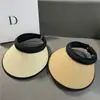 Sombrero de Sol Negro de Plástico Ins de Verano Estilo Coreano Sombrero de Sol de Copa Vacía Sombrero de Sol de Celebridad de Internet con Ala Ancha Sombrero de Sol de Paja para Mujer Diadema de Sol de Moda