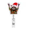 Porta Credencial Retráctil de Animal Navideño de Acrílico con Pinza de Cocodrilo, Carrete Giratorio Médico, Hebilla Fácil de Tirar
