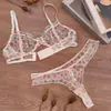 Conjunto de Lencería de Encaje Floral Retro Ultra Delgada, Sujetador Grande Realzador de Busto, Conjunto de Sujetador Pequeño de Reunión