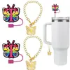 (2+2) Cubierta de Popote de Flor para Accesorios de Taza Stanley 10 mm Silicona Reutilizable