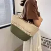 Bolso de un solo hombro, Bolso tejido de nicho de hilo de algodón hueco, Gran capacidad, Estilo nuevo, Moda de verano, Bolso de playa para vacaciones para mujer