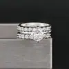 Conjunto de anéis de noivado e banquete de casamento europeu e americano simples e estiloso com diamantes redondos, cheio de diamantes deslumbrantes R4339-2xR4324a