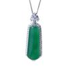 Zhuo Zhifan 2023 Nuevo 925 Plata Esmeralda Rey Verde paso a paso colgante collar de calcedonia verde ajustable