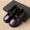 20246 Primavera Outono Novo Sapatos de Princesa para Meninas Sapatos de Couro Sapatos Individuais Pretos para Crianças Estilo Britânico Sapatos para Meninas Sapatos de Couro Branco Versátil