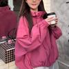 Cárdigan Corto Retro Coreano de Color Puro de Manga Larga con Cuello Alto y Cierre de Cremallera para Mujer Primavera y Otoño Nueva Moda Casual Top Holgado