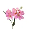 Flor Artificial de Orquídea Nieve Fragante y Lujosa, Rama Única de Orquídea Fragante de Dos Puntas con Hojas, Flor Fragante para Boda y Arreglo Floral para el Hogar