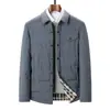 Jaqueta Masculina de Inverno Alihu Nova Casual com Gola Camisa de Penas de Pato Branco para Pai, Casaco de Penas Masculino de Cor Sólida para Meia-Idade