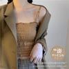 Camisola explosiva para mujer, estilo Hong Kong, retro, plisada, con base interior, estilo coreano, para estudiantes, ropa interior con espalda hermosa.